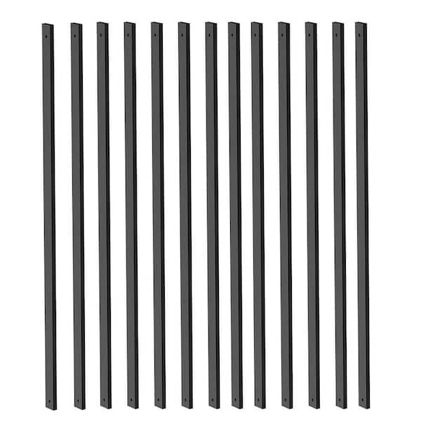 Afoxsos 26-Pack 32.25 x 1.2 Metal Hollow Rectangle Deck Balusters Black Spindle and Stairs Railing with Screws