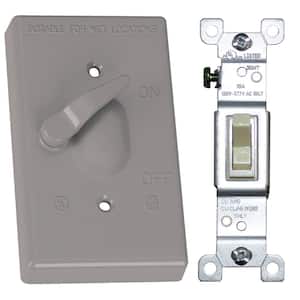 1-Gang Metal Weatherproof Single Pole Toggle Switch and Electrical Cover Kit, Gray