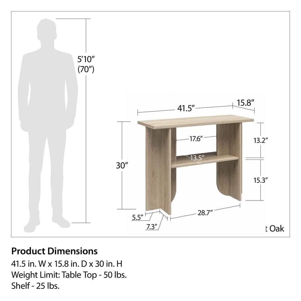 Light Oak Engineered Wood Minimalist Console Table