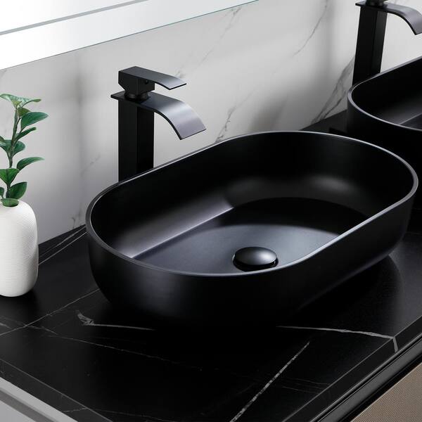 FUNKOL 24 in. L x 14 in . W x 5.5 in. H Modern Oval Matte