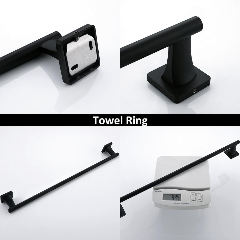 24-inch Matte Black Aluminum Wall Mounted Towel Bar