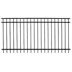Versai 4 ft. H x 7.5 ft. W Gloss Black Steel Flat Top Design Fence Panel