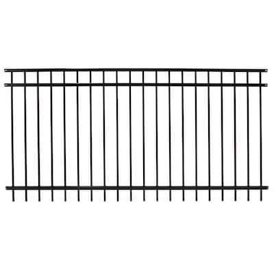 Versai 4 ft. H x 7.5 ft. W Gloss Black Steel Flat Top Design Fence Panel