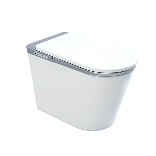 1.28 GPF Elongated Smart Bidet Toilet in Silver with Adjustable Seat and Air Temp, 1-Touch SPA, Foot and Radar Sensor
