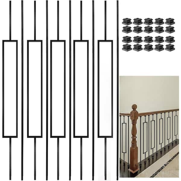 Wrought Iron Balusters  Set Of 30 ,Hollow Double-Spiral Twist Stair Spindles Decorative Metal Balusters Spindles For Decks 1 2 Inch Stair Railing Satin Black Metal Railing D05 140 - View #7