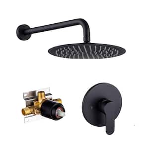 10 in. Shower Head Single-Handle 1-Spray Round High Pressure Shower Faucet with Rainfall Water in Matte Black