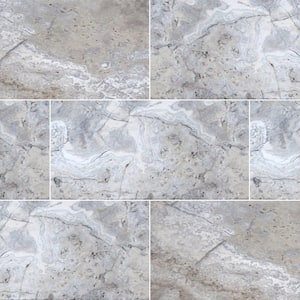 Silver 16 in. x 24 in. Rectangle Tumbled Gray Travertine Paver Tile (60 Pieces/160.2 sq. ft./Pallet)