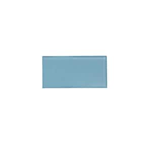 Caribbean Water Blue 3 in. x 6 in. Glossy Glass Wall Tile (10 sq. ft./Case)