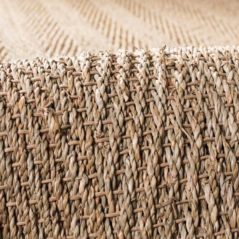 Reversible Herringbone Natural & Black Cotton Area Rug - 3' x 5'