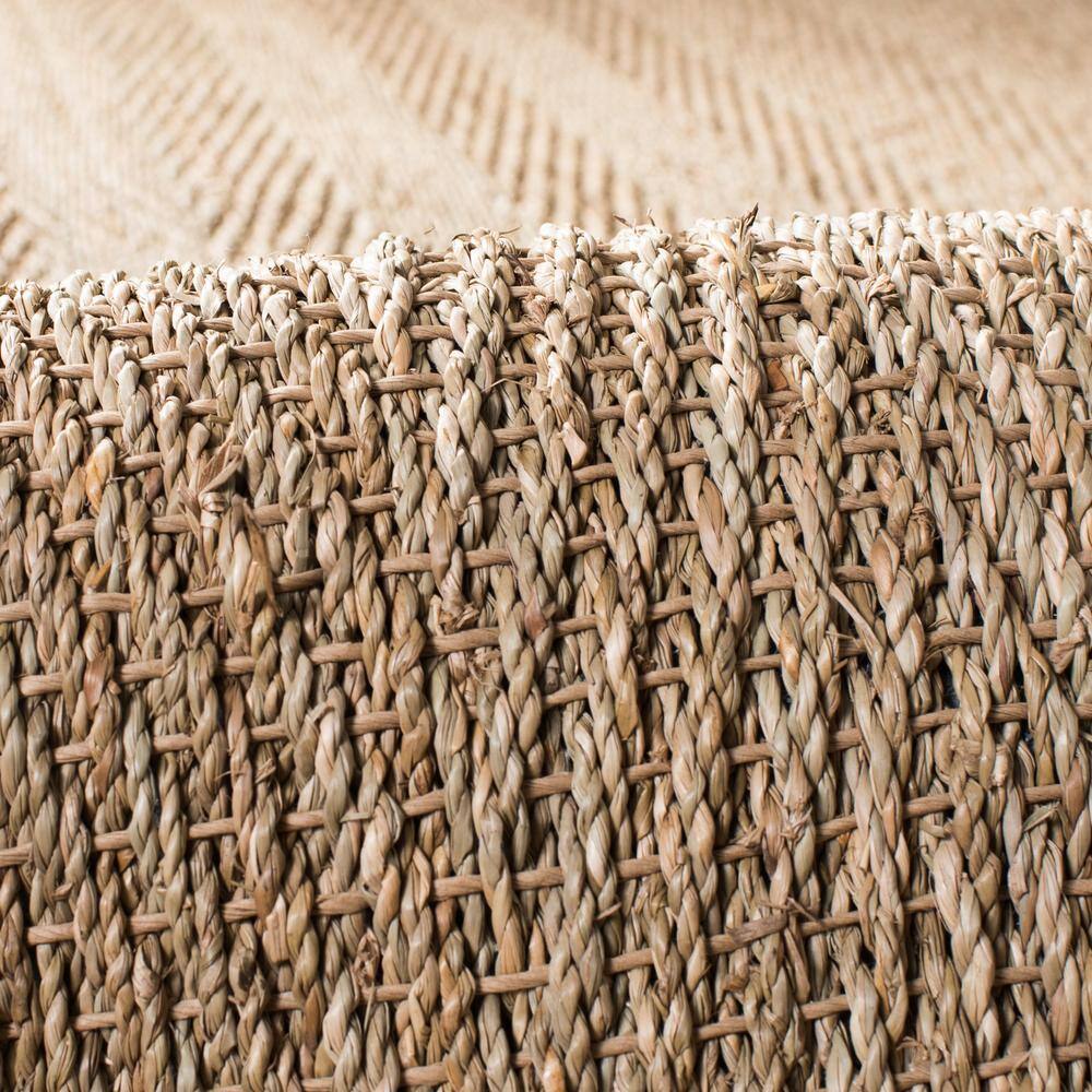 Natural and Black Hand-Knotted Cotton Area Rug 4' x 6'