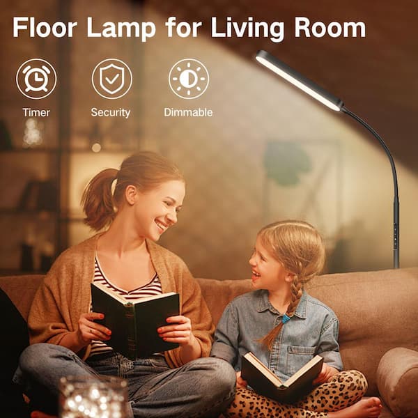 68.5 in. Classic Black Industrial Standard Dimmable and 4 Color Temperature LED Floor Lamp with Remote &Touch Control