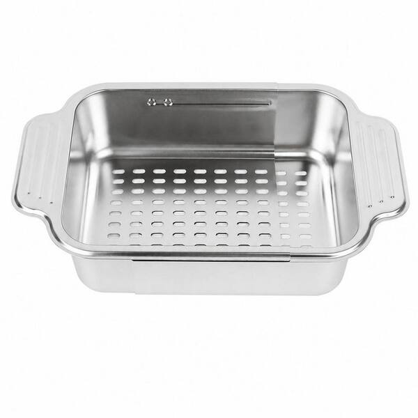 Stainless Steel Over Sink Colander Strainer Basket (Set of 1), Collapsible Drain Basket for Washing Fruits Vegetables