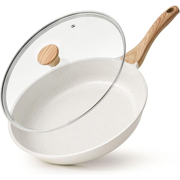 Ceramic Nonstick Saute Pan with Lid Induction Compatible Non Toxic Surface Heat Resistant Handle 1.5 qt Aluminum