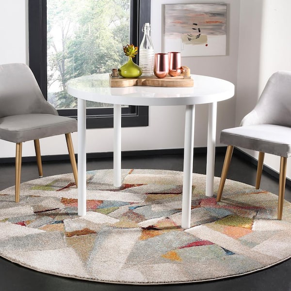 Porcello 5 ft. x 5 ft. Gray/Multi Abstract Round Rug