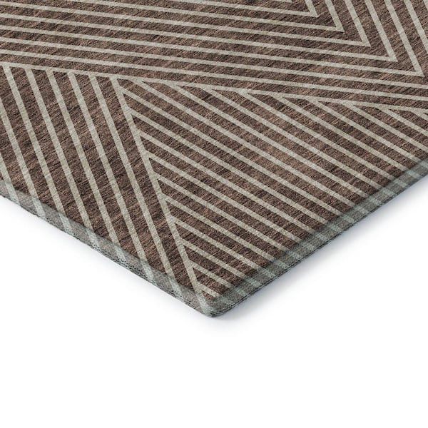 Mayfield Premium Machine Washable Abstract AMF937 Brown 9 ft. x 12 ft. Area Rug