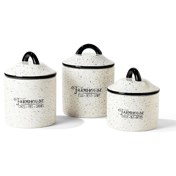 American Atelier 3-Piece Farm House Ceramic Canister Set with