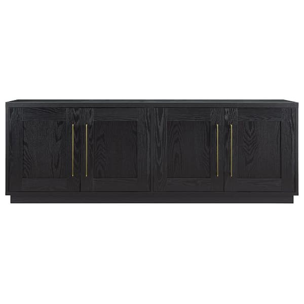 Photo 1 of Tillman 68 in. Black Grain Rectangular TV Stand Fits TV's up to 80 in.