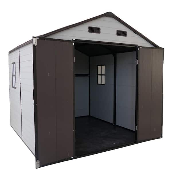 8 ft. W x 8 ft. D White Resin Outdoor Storage Shed with Windows, Aluminum Frame and Floor (64 sq. ft.)