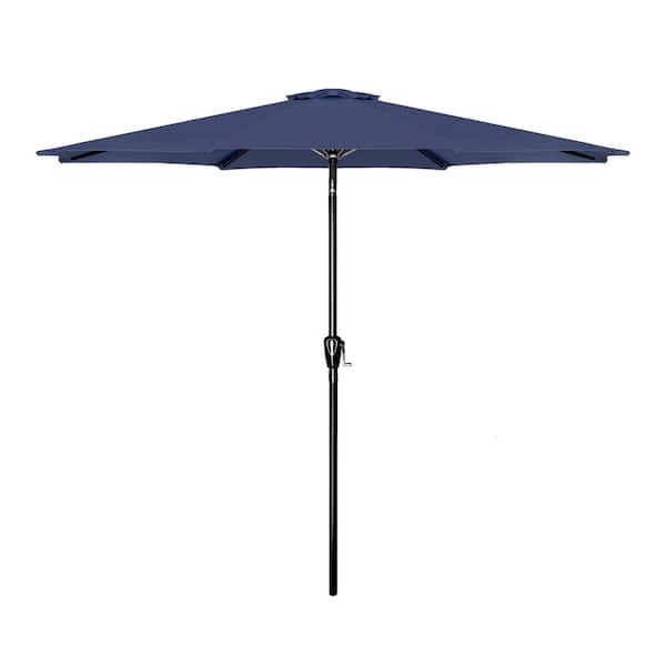 Tidoin 9 ft. Steel Market Tilt Patio Umbrella in Dark Blue