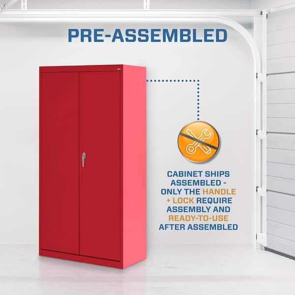 Value Line Series  30 in. W x 66 in. H x 18 in. D 24-Gauge 4-Shelf Freestanding Garage Storage Cabinet in Red