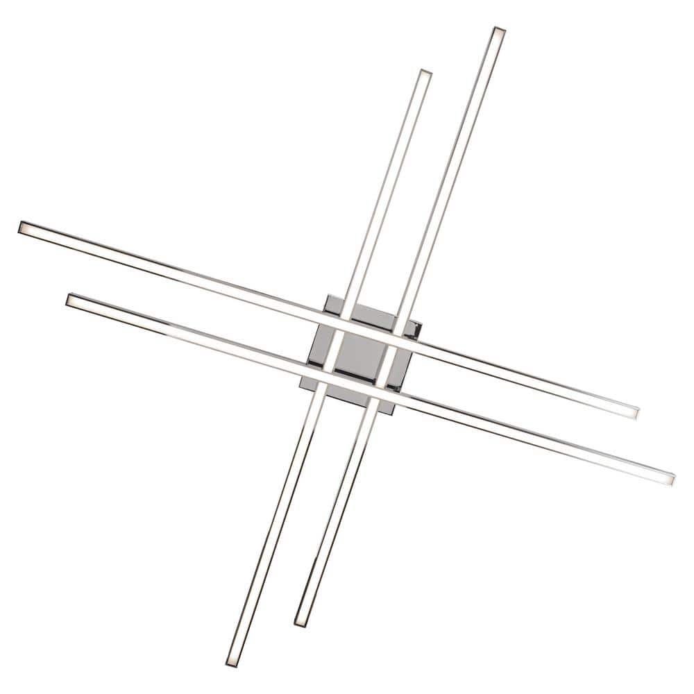 Parallax 42" Chrome LED Flush Mount with White Shade