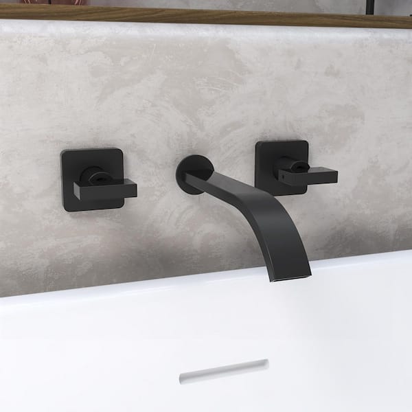 Chesapeake Double-Handle Wall Mounted Roman Tub Faucet in Matte Black