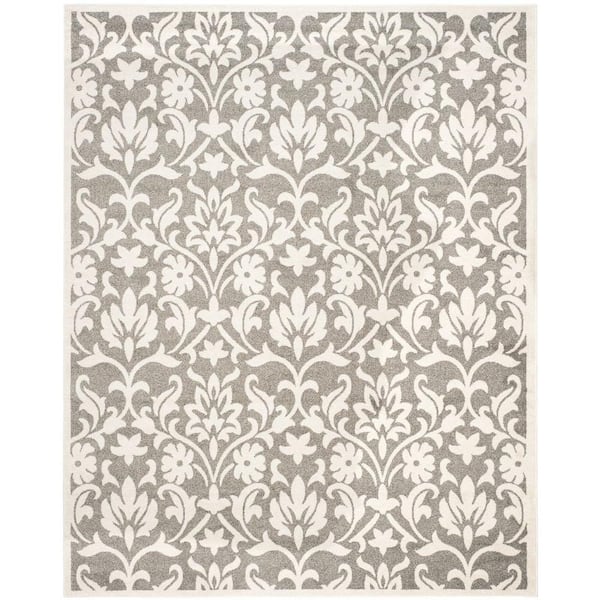 SAFAVIEH Amherst Dark Gray/Beige 9 ft. x 12 ft. Border Floral Area Rug