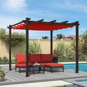 10 ft. x 10 ft. Terra Metal Outdoor Retractable Pergola with Shade Canopy Cover for Beach Deck Gazebo