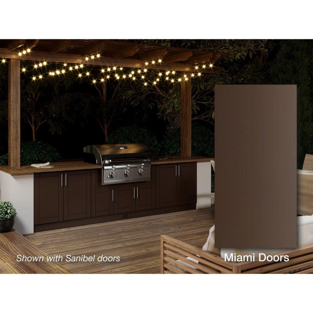 WeatherStrong Miami Dock Brown 20-Piece 121.25 in. x 34.5 in. x 28.5 in. Outdoor Kitchen Cabinet Island Set, Dock Brown Matte -  WSE120I-MDB