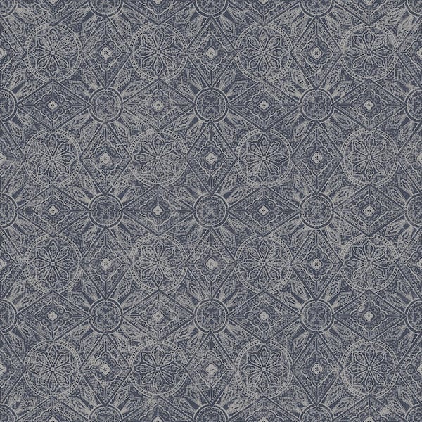 Unbranded Bazaar Collection Navy/Gray Metallic Moroccan Paisley Design Non-Woven Paper Non-Pasted Wallpaper Roll (Covers 57sq.ft.)