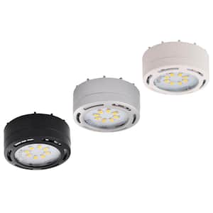 LED Black Puck Light with Power Cord (3-Pack)