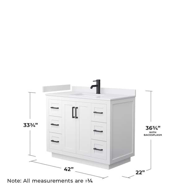 Miranda 42 in. W x 22 in. D x 33.75 in. H Single Sink Bath Vanity in White with White Cultured Marble Top
