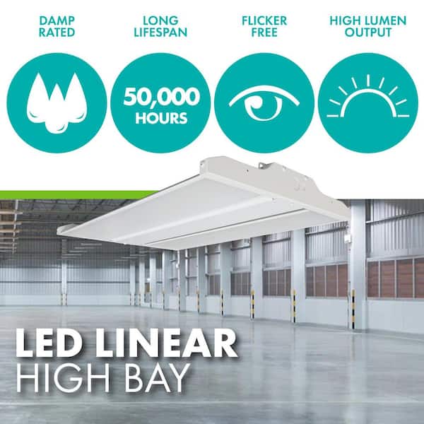 175-Watt Equivalent Dimmable Integrated LED Linear High Bay Light, 5000K Daylight, 1-pack