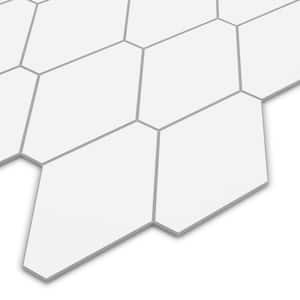 White 11.3 in. x 11.1 in. Hexagon SPC Peel and Stick Backsplash Wall Tile (10-Pack)