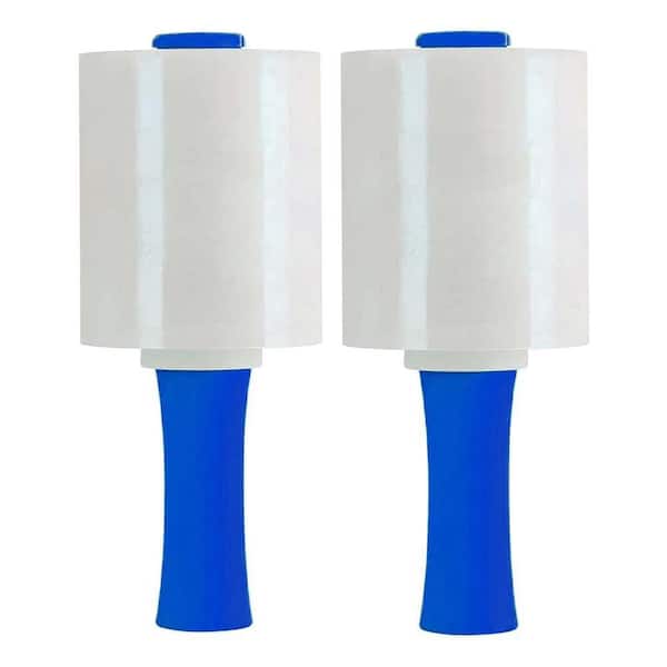 80 Gauge Stretch Film 5 in. x 1000 ft. Shrink Wrap with Blue Anti-Slip Handle for Pallet Wrap Protection 2-Pack Clear