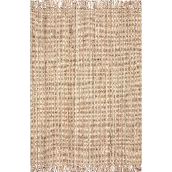 nuLOOM Natura Chunky Loop Jute Tan Doormat 3 ft. x 5 ft. Farmhouse Area Rug