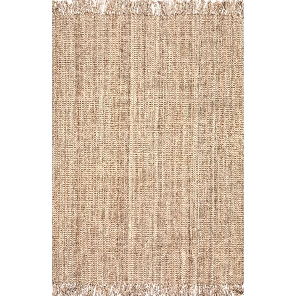 ラグ・カーペット nuLOOM NATURA JUTE RUG nuLOOM Natura Chunky Loop Jute Tan 5 ft. x 8 ft. Farmhouse Area