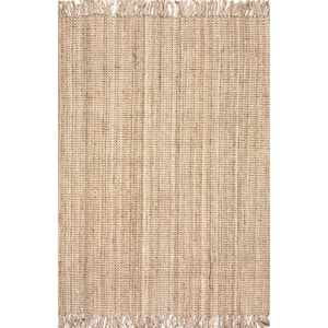 Natura Chunky Loop Jute Tan 9 ft. x 12 ft. Farmhouse Area Rug