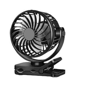 2-Pack 2.7 in. Portable 3-Fan Speeds Desk Fan in Black for Kids