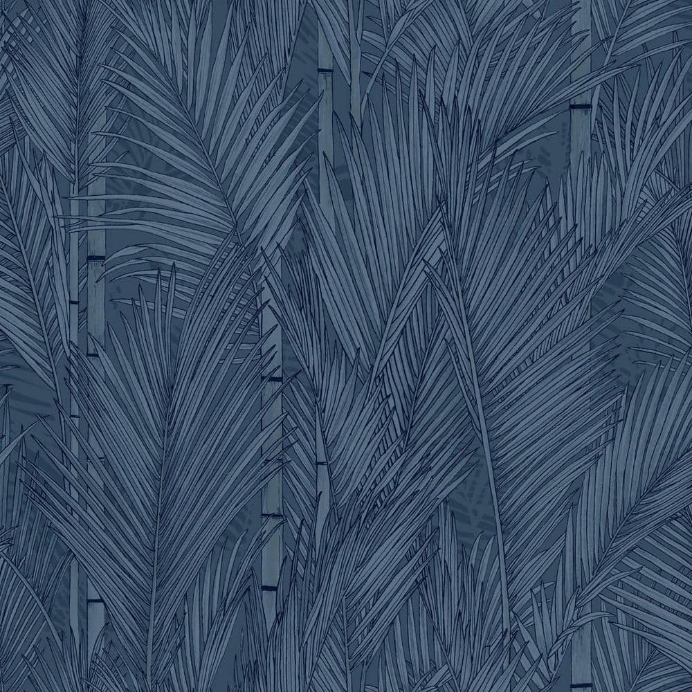 RoomMates Navy Swaying Fronds Vinyl Peel and Stick Wallpaper Roll (28. ...