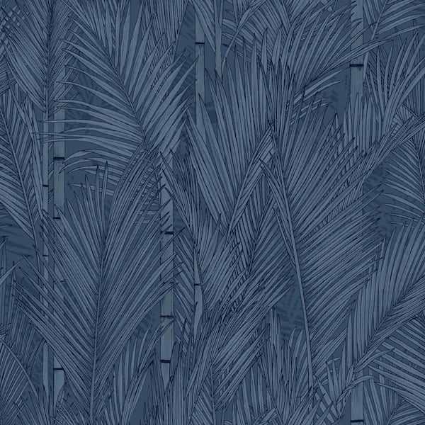 RoomMates Navy Swaying Fronds Vinyl Peel and Stick Wallpaper Roll (28.18 sq. ft.)