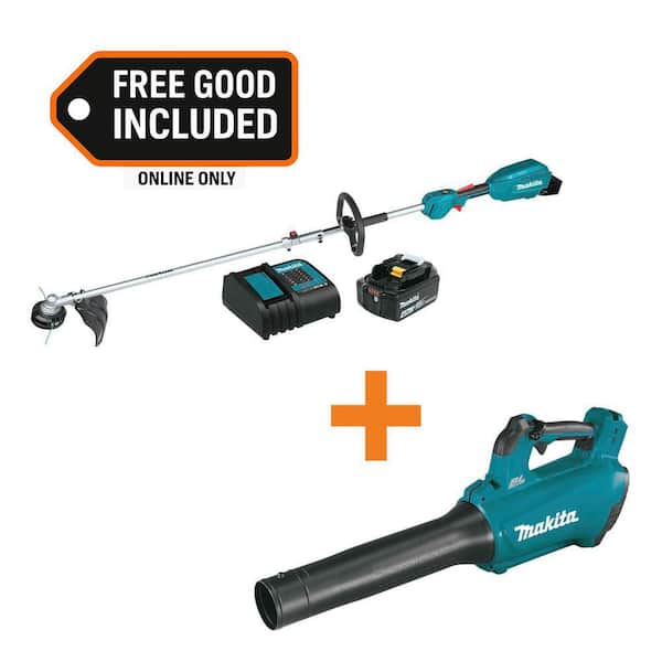 18V LXT Brushless Couple Shaft Power Head Kit w/13 in. String Trimmer Attach (4. 0Ah) and 18V LXT Brushless Leaf Blower