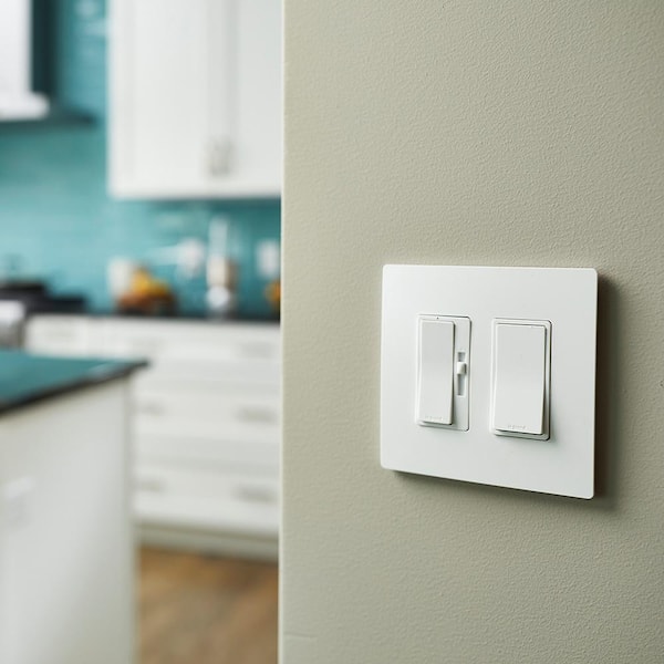 radiant 2 Gang 2-Decorator Rocker Screwless Wall Plate, White (1-Pack)