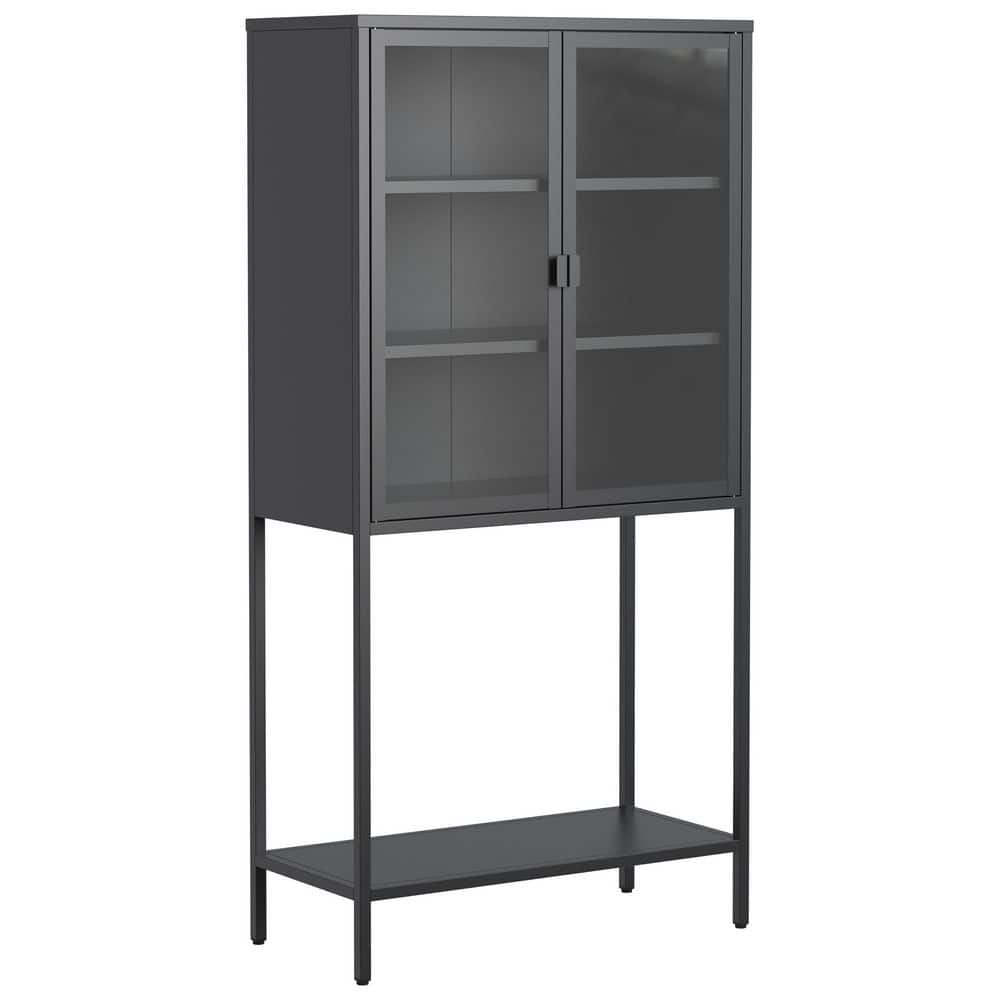 Black 59 in. Heavy Duty Metal Storage Cabinet Office Storage Cabinet with G
