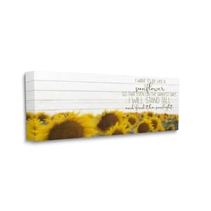 "Be Like A Sunflower Wood Texture Inspiring Word Design" by Kim Allen Canvas Nature Wall Art 24 in. x 10 in.