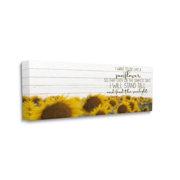 Stupell Industries "Be Like A Sunflower Wood Texture Inspiring Word Design" by Kim Allen Canvas Nature Wall Art 24 in. x 10 in.
