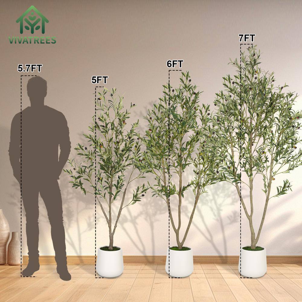 6ft Faux Olive Tree with White Plastic Planter