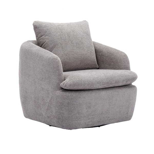 HOMEFUN Modern Comfy Gray Chenille 360° Swivel Barrel Chair for Living Room
