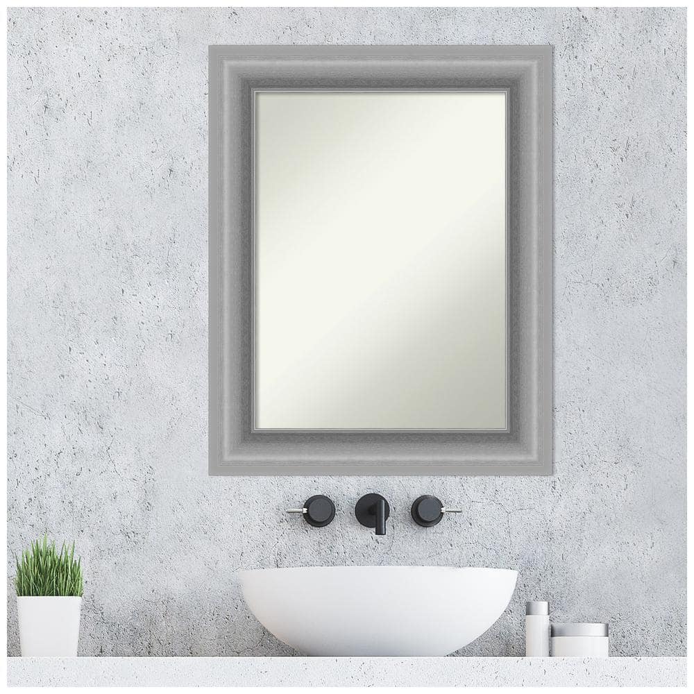 Peak Polished Silver Rectangular Bathroom Vanity Mirror