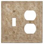 Talia 2 Gang 1-Toggle and 1-Duplex Resin Wall Plate - Noce